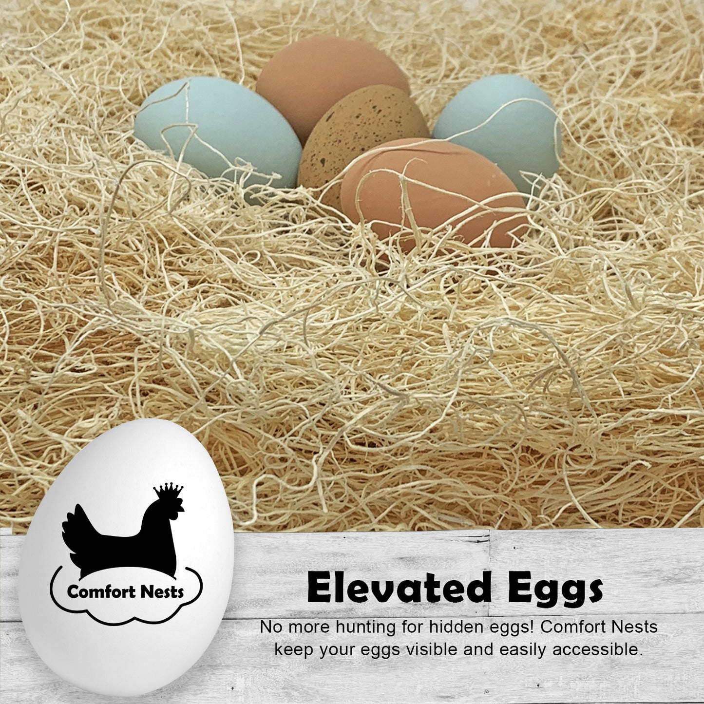 Comfort Nests™ Handcrafted Aspen Excelsior with Chipboard Liners (8 Pack) Includes 1 Wooden Nest Egg