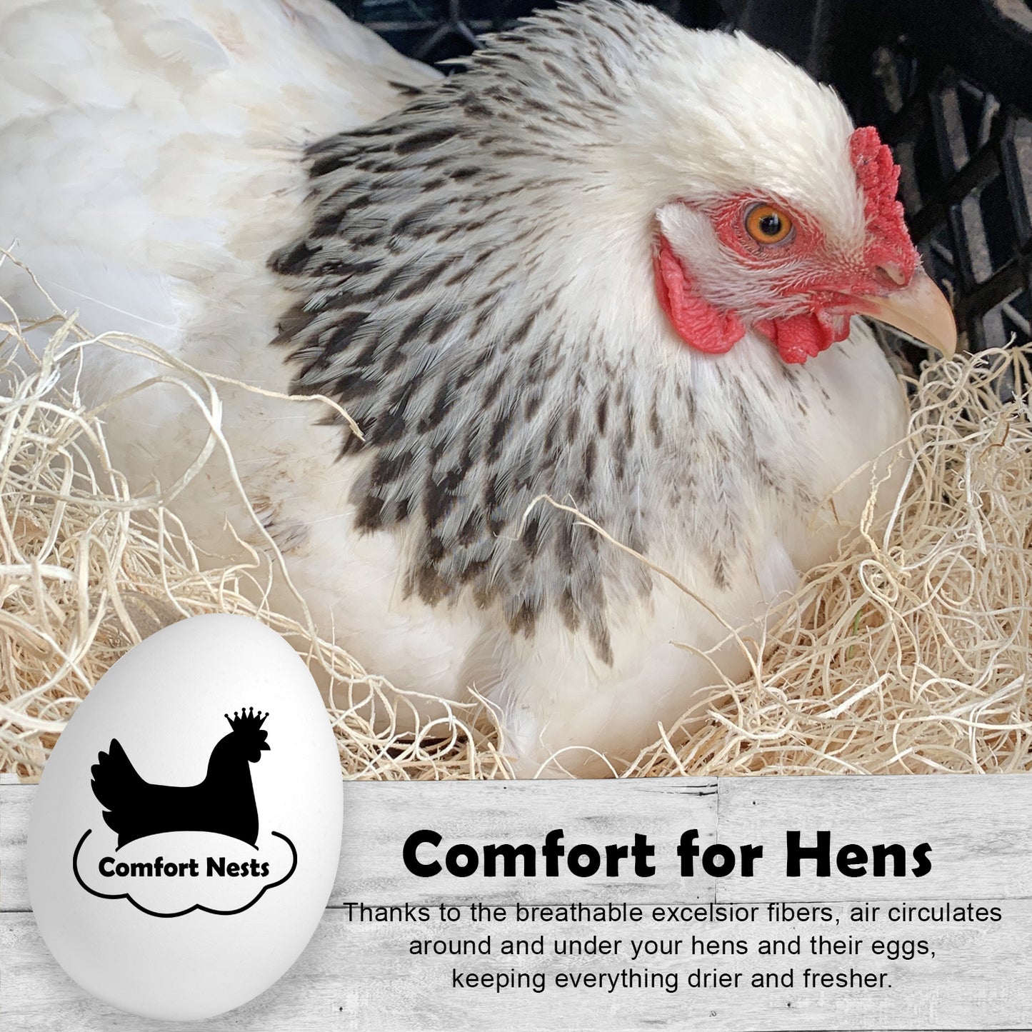 Comfort Nests™ Handcrafted Aspen Excelsior with Chipboard Liners (8 Pack) Includes 1 Wooden Nest Egg