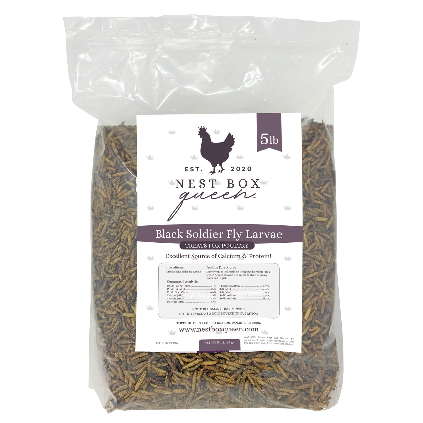 Nest Box Queen Dried Black Soldier Fly Larvae – 5 lb Bag