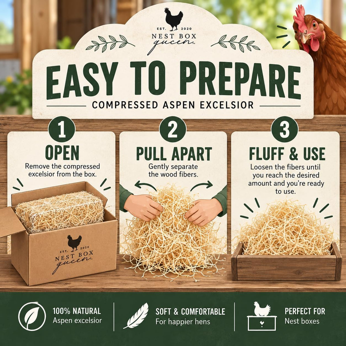 Aspen Nesting Material — Natural Comfort for Your Coop